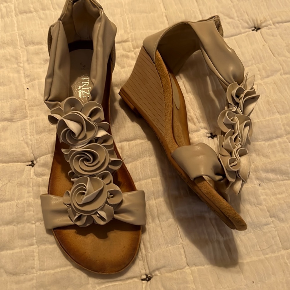 Cream designer wedge sandals